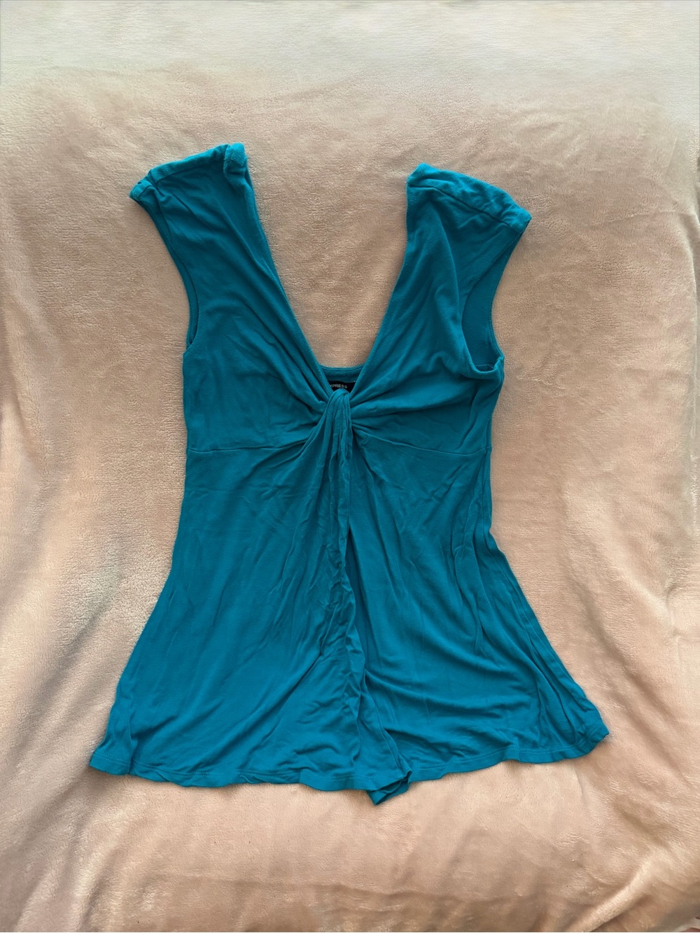 Express Teal Twist-Front Tank Top